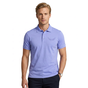 Men's <b>Purple</b> Short Sleeve for <b>Shirt</b> Digital Printed Wing Logo Solid Color Casual Knitted Oxford Cotton Breathable ODM Design - Product Image 2