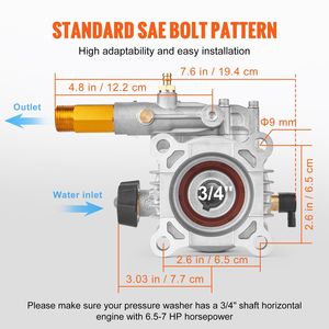 3/4 "ปั๊มล้างไฟฟ้าสำหรับเปลี่ยนตามแนวนอน3400 PSI 2.5 GPM สำหรับ Honda สำหรับ simpson RYOBI BRIGGS stratton แรงดันสูง - Product Image 3