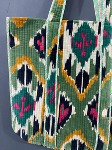 Bolso Tote de Algodón Acolchado con Estampado Étnico de Pavo Real Rosa, Asas Largas para Compras Diarias, Viajes, Regalos, Pedidos al por Mayor, Exportador - Product Image 2