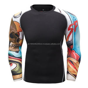 2024 nueva llegada al por mayor hombres Jiujitsu Rashguard Grappling & BJJ MMA Guard Long Compression Gym Gear - Product Image 6
