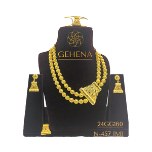 ชุดสร้อยคอสั้น5กรัมชุบทอง24K สำหรับผู้หญิงดีไซน์เนอร์ต่างหูแหวนสไตล์ชนเผ่าทันสมัยสำหรับงานหมั้นงานแต่งงานงานเลี้ยง - Product Image 1