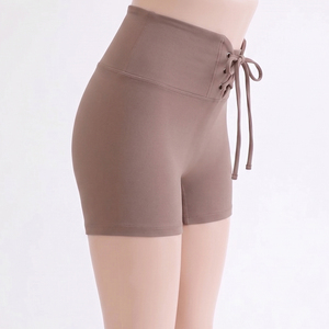 Shorts de Yoga de Cintura Alta para Mujer, Personalizados OEM, con Cordón Frontal, Elásticos en 4 Direcciones, 220GSM, Spandex y Nailon - Product Image 3
