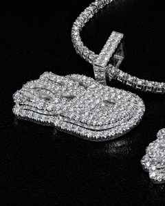 จี้และชาร์มรูปตัวอักษร ZAWO HOUSE สไตล์ฮิปฮอปสุดหรู ทำจากเงินแท้ 925 ชุบทองคำขาวและโรสโกลด์ ประดับด้วยเพชรโมอิสซาไนต์ VVS คุณภาพสูง พร้อมใบรับรอง - Product Image 5