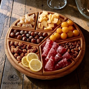premium acacia wood serving <b>tray</b> for hotel with handles handmade acacia wooden <b>tray</b> for <b>snacks</b> rustic style eco friendly - Product Image 2
