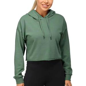 Nueva sudadera corta con capucha para mujer, tela suave y transpirable, manga larga, capucha ajustable, estilo casual, corte relajado, moda urbana - Product Image 3