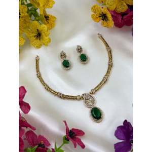 Indian Ethnic Brass Casual <b>Bridal</b> <b>Jewelry</b> <b>Sets</b>-Kamya Victorian Gold Plated Wedding Hasli Necklace <b>Set</b> - Product Image 2