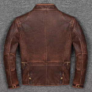 2026 New High Quality Casual Stand Collar Winter Cow <b>Leather</b> <b>Jacket</b> for Men Custom Color Breathable - Product Image 2