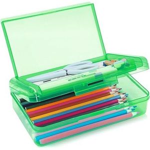 Astuccio Rigido Traslucido a Doppio Strato in Plastica, Elegante Scatola Portaoggetti per la Scuola con Coperchio a Chiusura Ermetica per Penne e Matite - Product Image 1