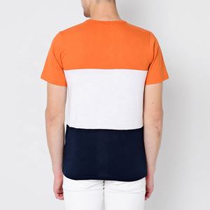 Vente en gros de t-shirts d'été oversize coupe personnalisée 100% coton vêtements décontractés à blocs de couleurs pour hommes à bas prix - Product Image 2