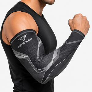 Fawkes Cycling <b>Arm</b> <b>Sleeve</b> Blue Heat-Transfer Print Anti-Uv Sweat-Wicking Breathable Eco-Friendly Men's Sport <b>Compression</b> <b>Sleeve</b> - Product Image 4