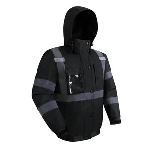 Chaqueta de Seguridad de Alta Visibilidad para Invierno con Franjas Reflectantes, Sudadera de Algodón con Cremallera Personalizada para Hombre, con Luces LED e Impermeable - Product Image 4