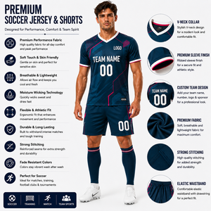Ensemble de maillots de football personnalisés pour hommes, noir et rose, imprimé géométrique, impression par transfert thermique, évacuation de l'humidité, coupe athlétique, manches courtes, 100% coton - Product Image 4