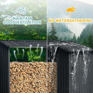 Estante para Leña de Doble Uso de 5.18' y Cobertizo de Almacenamiento de Acero Resistente para Exteriores, Cobertizos y Almacenamiento Resistentes a la Intemperie - Product Image 6