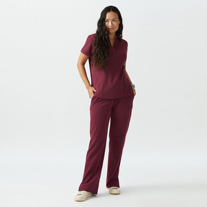 Women's Hospital <b>Scrub</b> Uniforms Spandex/Cotton Worsted Fabric Breathable High Quality Custom Logo Needle Detection <b>Scrub</b> <b>Sets</b> - Product Image 3