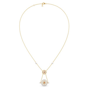 Collar de Diamantes con Medallón Floral Doble, Detalles en Piedra Blanca y Elegante Diseño Circular Colgante - Product Image 2