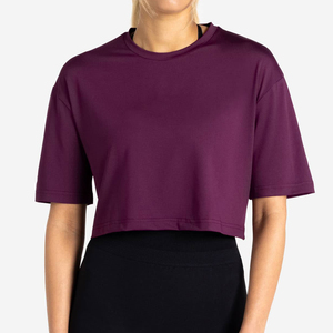 Camiseta de Hombre de Punto, Color Sólido, Corte Regular, Cuello Redondo, Manga Corta, Estilo Casual, Color Morado - Product Image 1