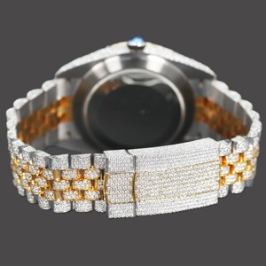 VVS Moissanite Diamond Luxury Quartz Sapphire Crystal <b>Watch</b> Gold Plated Stainless Steel Band Analog Display Eco-Friendly Unisex - Product Image 3