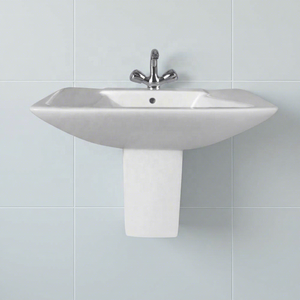 High Quality Fashionable Rectangle Half Pedestal Hand Washing Basin Eco Friendly Easy Clean - Product Image 4