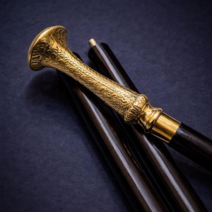 Bâtons de marche rustiques modernes en bois naturel écologique avec poignée en laiton poli, idéaux pour les cadeaux - Product Image 1