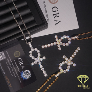 จี้รูปกางเขนประดับเพชรโมอิสซาไนต์ทรงกลม เงินแท้ 925 สไตล์ฮิปฮอป - Product Image 3