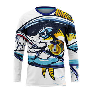 Rashguard à manches longues pour homme, noir et bleu, imprimé poisson, anti-UV, anti-bactérien, polyester et coton, séchage rapide, respirant, écologique - Product Image 5