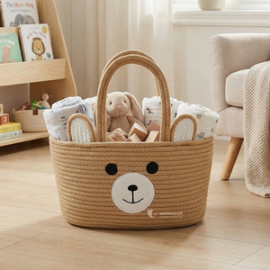 Cesta de Algodón para Guardar Juguetes, Organizador Decorativo con Diseño de Animales para Cuarto de Bebé, Cesta Ecológica para Pañales y Mantas - Product Image 4