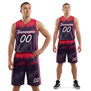 Conjunto de Camiseta de Baloncesto Sublimada Personalizada, Roja y Negra, sin Mangas, Cuello en V, Transpirable, Unisex para Adultos, Ajuste Atlético, Nombre del Equipo 00 - Product Image 2