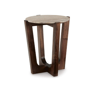 Table basse ronde moderne et écologique avec plateau en marbre et étagère de rangement en bois pour salon, garantie Chandni incluse - Product Image 2