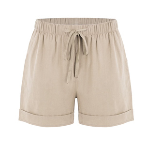 Pantalones Cortos de Playa de Pierna Ancha para Mujer, Tejidos en Poliéster/Algodón, Ligeros (120g), de Cintura Alta, Color Liso, Ajuste Holgado y Elástico - ¡Gran Oferta! - Product Image 3