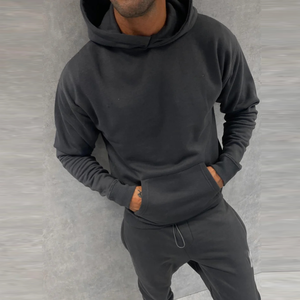 Wholesale Plus Size 500G Men Women's Autumn <b>Tracksuit</b> Custom Logo Solid Color French Terry Hoodies Heavy <b>Plain</b> Fleece for Men - Product Image 2