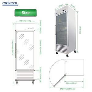 ORIKOOL Frigorifero Commerciale con Porta a Vetro a Battente da 27 Pollici, 23 Cu.ft, in Acciaio Inossidabile, Espositore Refrigerato per Prodotti, Congelatori e Frigoriferi - Product Image 6