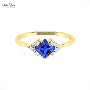 ซัพพลายเออร์ที่ผ่านการตรวจสอบแล้ว แหวนทรงสี่เหลี่ยม 5 มม. แทนซาไนต์ ครึ่งวงกลม แหวนแต่งงานเพชรทองคำขาว 14k ทำมือ ของขวัญ ขายส่ง - Product Image 6