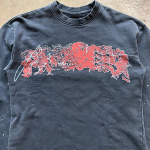 Personalizado Boxy Fit manga acampanada cuello redondo algodón francés Terry lavado ácido camisetas de gran tamaño hombres diamantes de imitación Camiseta de manga larga Camiseta - Product Image 3