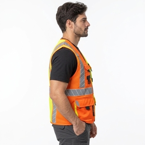 Industrial <b>Men</b> Safety <b>Vest</b> Custom Reflective Workwear High Visibility Design Breathable Lightweight Fabric Comfortable Fit OEM - Product Image 4