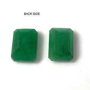 Émeraude naturelle zambienne de 9,10 carats, vert émeraude, pierre précieuse en vrac, taille émeraude, facettée, ensemble de 2 pièces pour la fabrication de bijoux - Product Image 4
