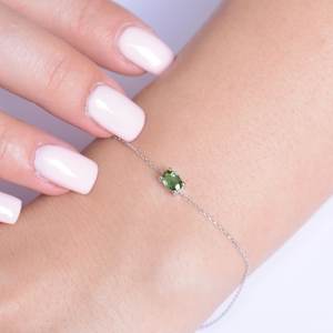 Pulsera de Turmalina Verde con Corte Ovalado Natural, Delicada y Única, Gema Verde Certificada, Joyería Fina - Product Image 6