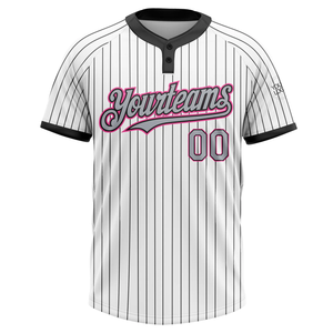 Camiseta de Softbol Personalizada con Rayas Finas y Dos Botones, con Impresión por Transferencia de Calor, 100% Poliéster, Uniforme de Equipo (Transpirable) - Product Image 2