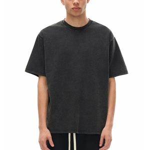 Custom Heavyweight Cotton Oversized T-shirt Vintage Hip Hop Men Front Logo Acid Wash 260g T-shirts - Product Image 1