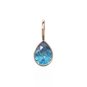 Pendentif Breloque en Or Jaune Massif 14 carats avec Topaze Bleue Suisse 7mm, Monture pour Bijoux / Pierre de Naissance de Décembre / Pierre Précieuse Bleue / Coupe Poire - Product Image 4