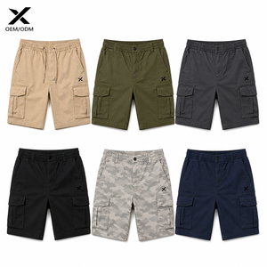 Shorts cargo pour hommes X Sports City, couleur unie, taille élastique, tissu Oxford respirant, style décontracté Bermuda avec poches, offre OEM - Product Image 1