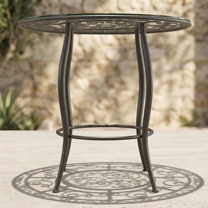 <b>Garden</b> Table Glass Top Iron Frame Traditional Design Rust-Resistant Weather-Resistant Eco-Friendly 4-Seater Outdoor Furniture - Product Image 6