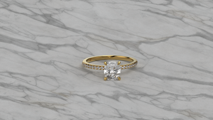 แหวนหมั้นเพชรทรงรีเคลือบทอง 18K 14K หรูหรา ประดับเพชรทรงกลมเจียระไนแบบเหลี่ยมเพชรพลอยจากห้องปฏิบัติการ - Product Image 4