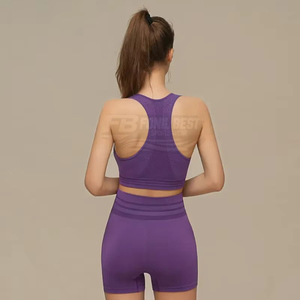 Leggings de Yoga de Cintura Alta para Mujer, Conjunto de 2 Piezas, Spandex/Nylon, Sin Costuras, Sólidos, Ecológicos, Transpirables, con Logotipo Frontal Personalizado, para Gimnasio - Product Image 2