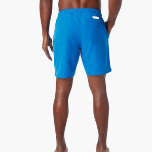 Short de bain pour homme, bleu uni, séchage rapide, taille à cordon, décontracté, longueur courte, en polyester tissé - Product Image 4