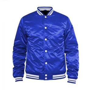 Chaquetas de bombardero de seda Varsity de marca de lujo personalizadas para hombres, chaqueta raglán con cremallera de béisbol, satén de seda, ropa multicolor para hombres - Product Image 6