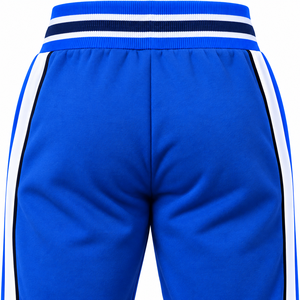 Phi Beta Sigma <b>Men's</b> Royal Blue Fleece Jogger Pants with <b>White</b> Side Stripes Drawstring Waist Embroidered Greek Letter Design - Product Image 6