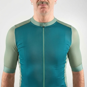 Maillot de Ciclismo Personalizado para Mujer, Manga Corta, Secado Rápido, Verde Azulado y Verde Menta, Espalda de Malla, Poliéster - Product Image 3