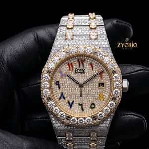 Reloj de Lujo Mecánico Esqueleto Baguette de 41mm con Diamantes, Esfera Árabe Única, Unisex, Plateado, con Moissanita Totalmente Incrustada, Movimiento ETA - Product Image 4
