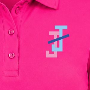 Polo Rosa Intenso con Logotipo JJ Bordado para Mujer, Manga Corta con Cuello y Botones al Frente, Ropa Casual de Equipo - Product Image 5