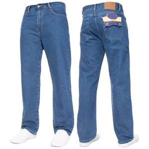 Jeans de Mezclilla para Hombre, Corte Recto, Color Azul Oscuro, Cintura Alta, Corte Regular, Casual, con Parches Decorativos en el Bolsillo Trasero, Estilo Otoñal, 2026 - Product Image 3